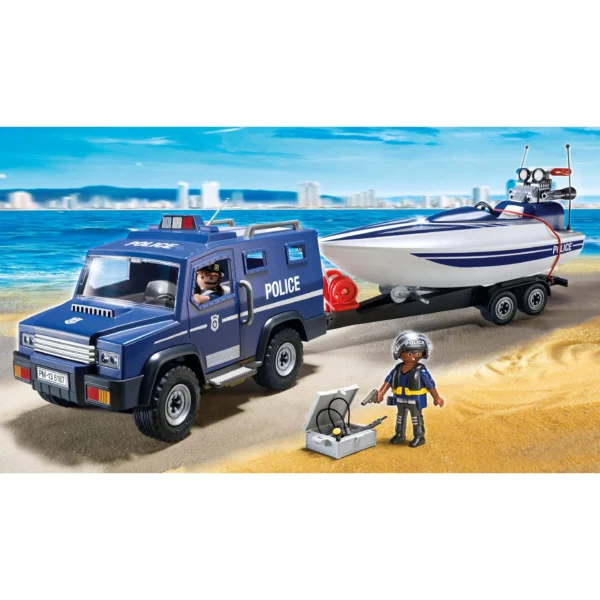 shopping (6) PLAYMOBIL City Action Politietruck met Speedboot - 5187